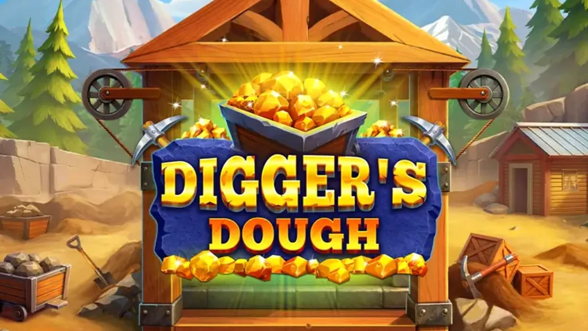 Tampilan visual slot Digger’s Dough dengan tema tambang emas