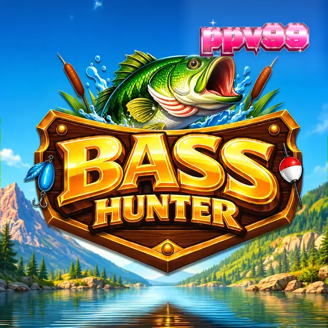 Tangkapan layar permainan slot Bass Hunter menampilkan simbol ikan dan nelayan di bawah air.